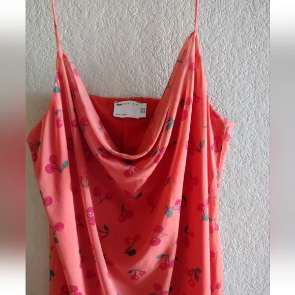 Asos Cherry Mesh Cowl Dress Size US 14 NWOT - Picture 13 of 15